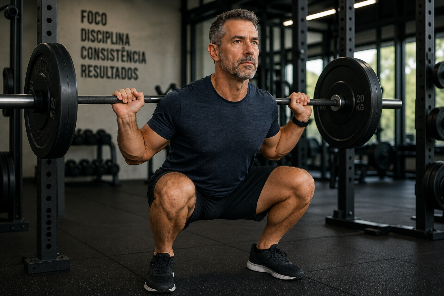 homem acima dos 45 anos treinando musculação para perder barriga