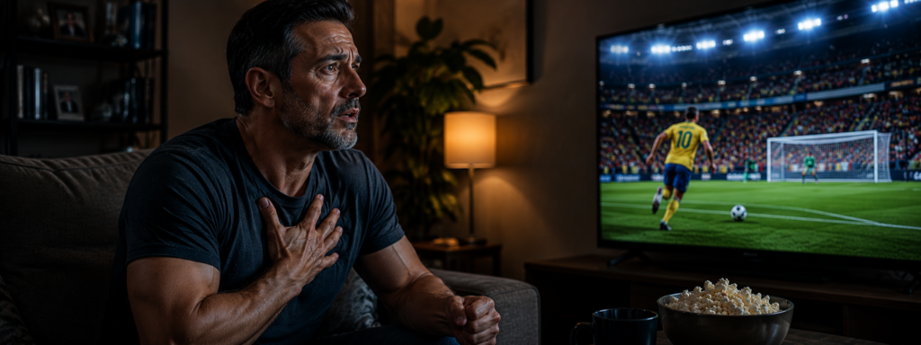 "homem acima dos 40 anos com risco cardiovascular assistindo jogo da Copa do Mundo 2026"