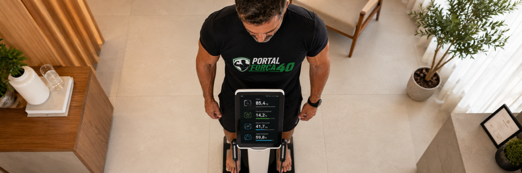 composição corporal homem 40 anos balança bioimpedância percentual gordura massa muscular