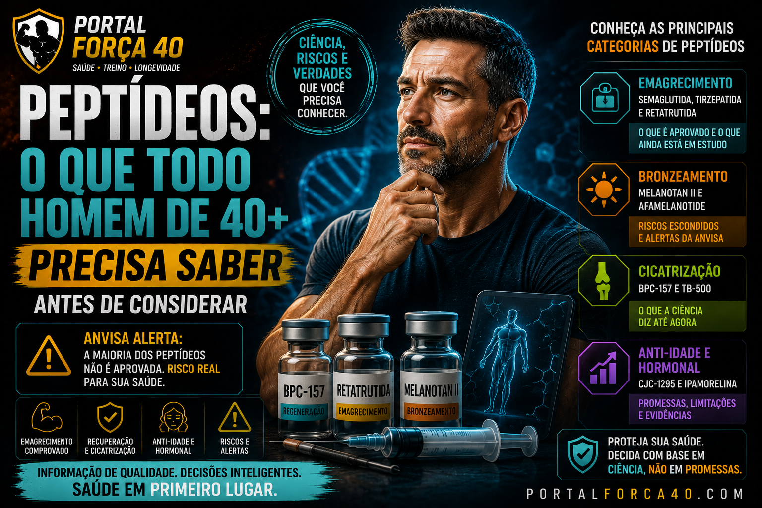 Peptídeos para homens 40+ explicados