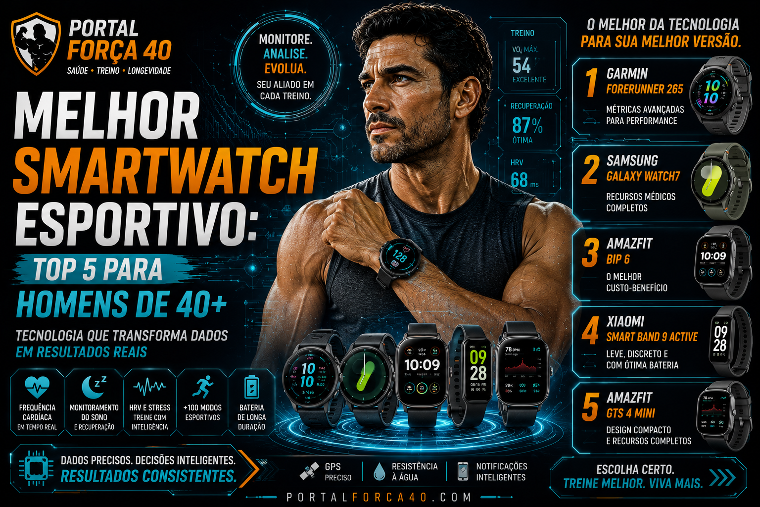 Melhor smartwatch esportivo para homens 40+